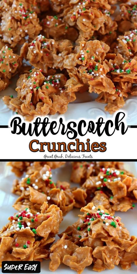 Butterscotch Crunchies, Cornflakes Recipes, Bake Sell, Cornflake Recipes, Butterscotch Desserts, Bakery Goodies, Butterscotch Recipes, Campfire Snacks, Flake Recipes