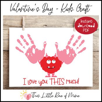 February Handprint Art, Handprint Valentines, Grandparents Craft, Valentines Day Handprint Art, Valentines Prints, Back To School Poem, Nicu Crafts, Monster Valentine, Daycare Art