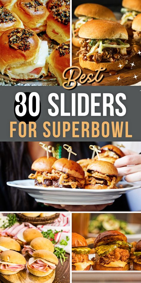 Super Bowl Party Sliders, Super Bowl Food Menu, Super Bowl Sliders, Appetizers Sliders, Super Bowl Finger Foods, Party Sliders, Healthy Superbowl Snacks, Bowl Party Food, Superbowl Appetizers