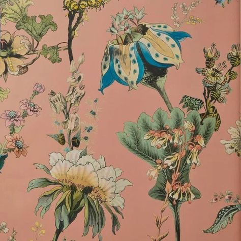 Morris & Co. Blackthorn Wallpaper | Perigold House Of Hackney Wallpaper, House Of Hackney, Fantasy Flowers, A Street Prints, Paintable Wallpaper, Pink Backdrop, W Wallpaper, Metallic Wallpaper, Luxury Wallpaper