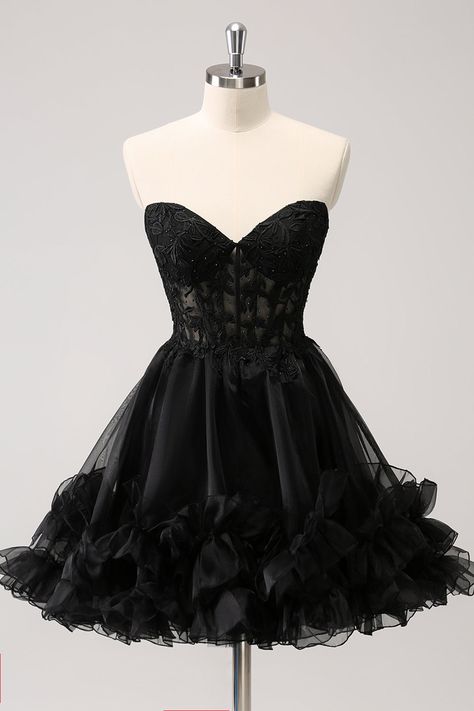 Halloween Themed Homecoming Dress, Homecoming Masquerade Theme Dresses, Hoco Dresses Black Short, Homecoming Dresses Fluffy, Alternative Homecoming Dress, Hoco Court, White Jumpsuit Wedding, Black Homecoming Dresses, Hoco Inspo