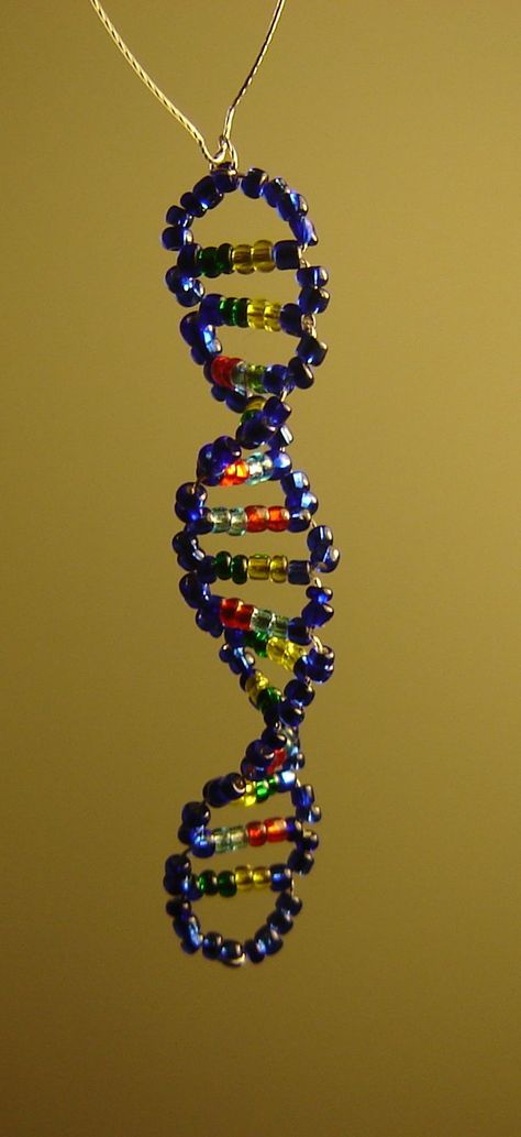 Dna Double Helix Model, Dna Beads, Dna Model Project, Helix Shape, Summer Camp Art, Jewelry Making Ideas, Dna Project, Helix Ring, Dna Model