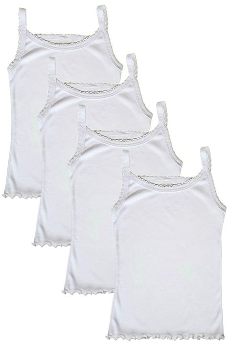 B-One Kids Girls' Cotton Camisole Tank Top Undershirt (Multipack) Kids Tank Top, Baby 12 Months, Undershirt Tank Top, Girls Tank Top, Kids Tank Tops, Navy Blue Tank Top, Cotton Camisole, Solid Tank Tops, White Cami