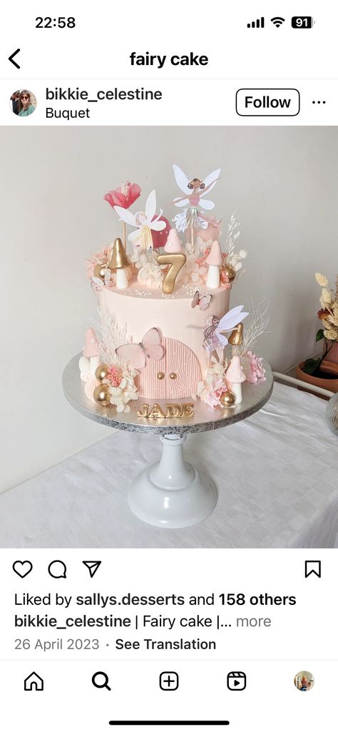 Fairy Cake, Fairy Cakes, 4th Birthday, Pink And Gold, Phoenix, Cake, Birthday, Pink, Gold