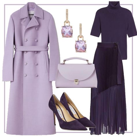 One coat, two looks ~ what would you pick? 💅🏻 Coat: @jilsander Earrings: @kikimcdonough Top: @annekleinofficial Skirt: @reiss Purple b… | Instagram Gothic Autumn, Shoe Hacks, Outfit Links, Purple Pumps, Royal Clothing, Purple Bag, Dragon Pattern, Stylish Work Outfits, Modest Fashion Outfits