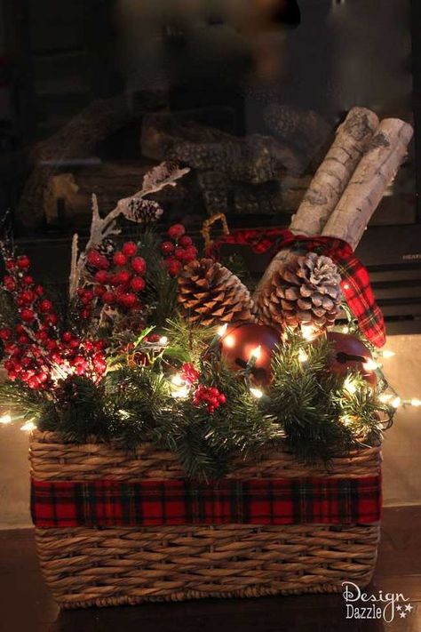 Fireplace Candelabra, Birch Logs, Pool Noodles, Christmas Baskets, Christmas Arrangements, Christmas Decorations Rustic, Winter Home Decor, Noel Christmas, Christmas Centerpieces