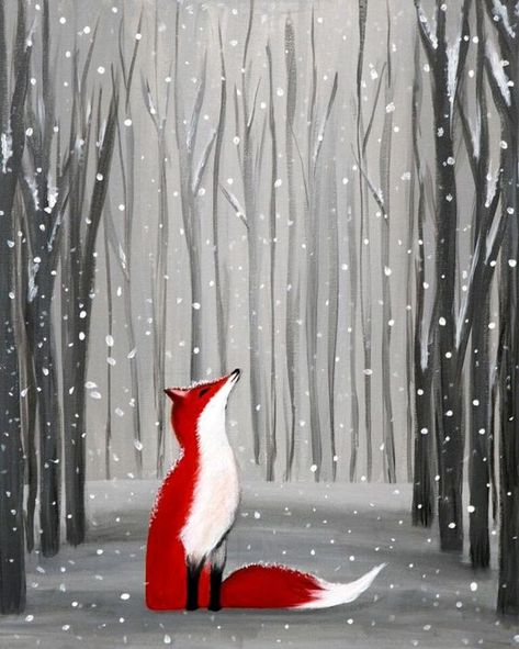 Trendy Painting Ideas On Canvas, Trendy Painting Ideas, Painting Ideas On Canvas Acrylic, Bird Painting Acrylic, Paintings Easy, 동화 삽화, Christmas Paintings On Canvas, Fox Painting, Simple Painting