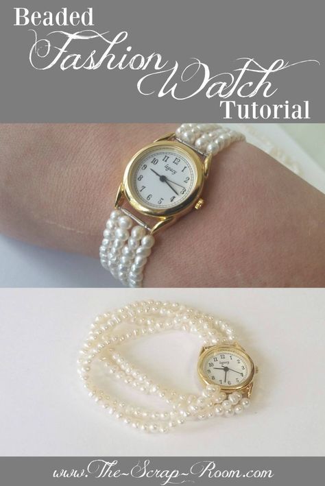 Diy Watch Strap Ideas, Diy Beaded Watch Band, Diy Watch Strap, Diy Watch Band, Beaded Watches Bracelet, Diy Watch, Watches Design, Watch Making, Handmade Watch Strap