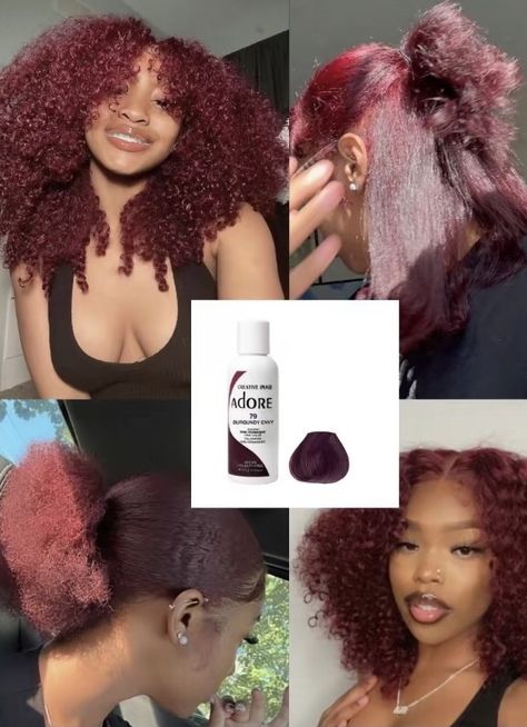 Afro Hair Dye, Adore Hair Dye, Cute Hair Colors, Quick Natural Hair Styles, Hair Color Burgundy, Ginger Hair Color, Dyed Hair Inspiration, Pelo Afro, Dyed Natural Hair