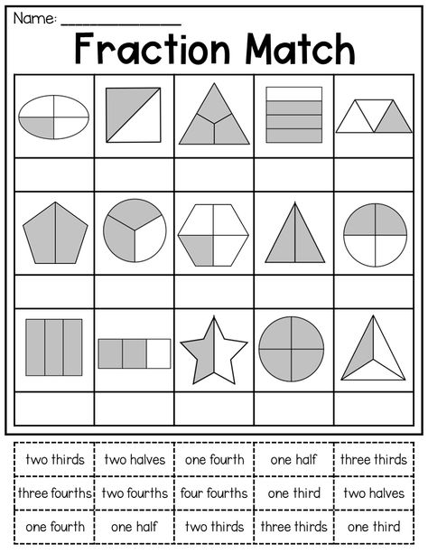 Help your students practice identifying fractions and matching them with their corresponding numerator and denominator. This worksheet includes 12 fraction problems with step-by-step Fractions For 2nd Grade, Fractions Worksheets For Grade 2, Halves And Fourths First Grade, Second Grade Worksheets, Numerator And Denominator, Fraction Worksheet, 2nd Grade Crafts, Match Worksheet, Identifying Fractions