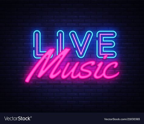 Live Music Advertisement, Live Music Neon Sign, Neon Sign Graphic Design, Neon Music Icon, Live Music Wallpaper, Live Music Poster Design, Footloose Poster, Live Music Aesthetic, Music Neon Sign