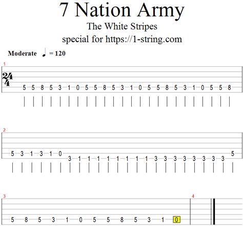 Seven Nation Army Bass Chords, 7 Nation Army Ukulele, Guitar Tab Beginner, Simple Guitar Tabs Songs, Seven Nation Army Guitar Chords, How To Play Seven Nation Army On Guitar, Gutair Tabs Songs, Song Tabs Guitar, Beginner Guitar Tabs Songs