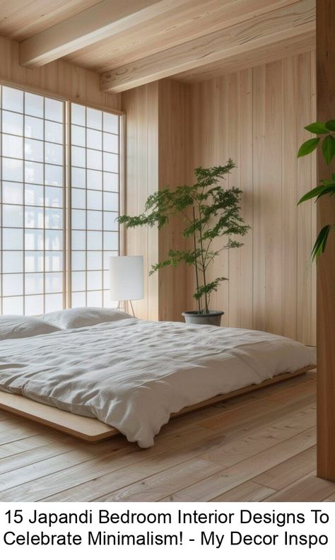 15 Japandi Bedroom Interior Designs To Celebrate Minimalism! - My Decor Inspo #scandinavianbedroom Japandi Bedroom Interior, Japandi Bedroom Interior Design, Interior Design Japandi, Minimalist Wood Furniture, Japandi Bedroom Design, Japanese Style Bedroom, Zen Living, Organization Hacks Bedroom, Japandi Bedroom