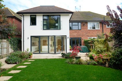 Extension and Refurbishment of 1950's Semi-Detached Home - Modern - Exterior - Surrey - by CLPM Limited | Houzz Kitchen Extension Exterior, Semi Detached House Extension, Double Storey Extension, Exterior House Design, Double Storey House, Exterior House Remodel, House Redesign, Modern Extension, House Extension Design