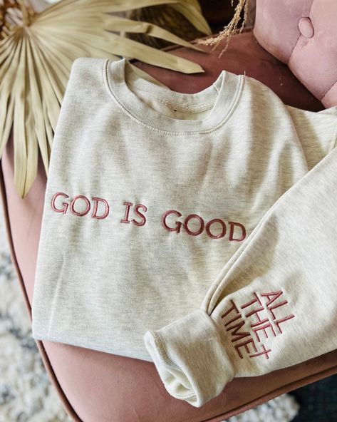 Spreading Positivity, Stylish Clothes For Women, Long Sleeve Sweatshirt, Christian Clothing, God Is Good, Handmade Clothes, Trendy Dresses, God Is, Long Sleeve Sweatshirts