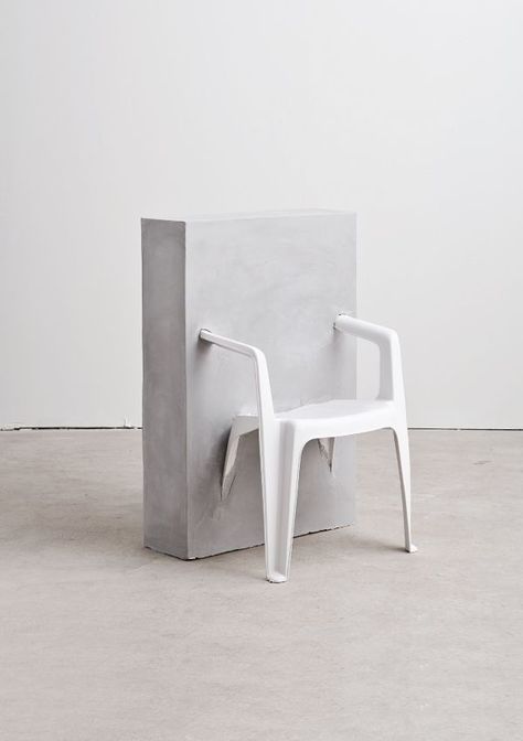 Concrete Furniture, White Chair, Concrete Design, Creative Furniture, Chaise Design, Plastic Chair, Concrete Diy, Take A Seat, Art Furniture