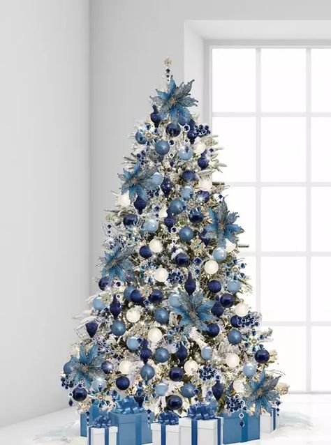 Discover 2021 Christmas trends: decor, color, tree, gifts, craft, and outdoor lighting. Get ready for Christmas and New Year 2022 with us! Christmas Decor Color Theme 2022, 2022 Christmas Decor Trends, 2022 Christmas Trends, Blue And White Christmas Tree, Blue Christmas Tree Decorations, Blue And White Christmas, Christmas Tree Inspo, Christmas Decor Trends, Teal Christmas