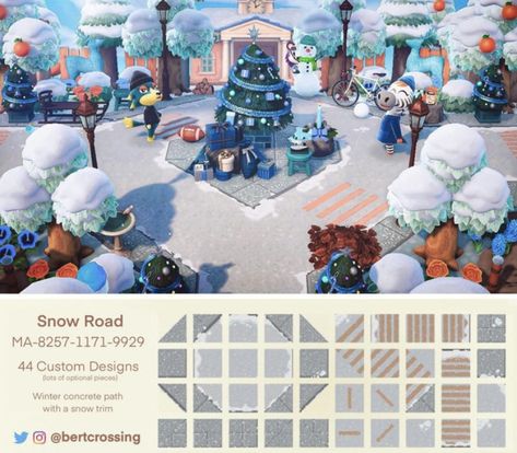 Winter Paths Acnh, Acnh Winter Road, Acnh Winter Path, Acnh Christmas Code, Christmas Acnh, Winter Acnh, Animal Crossing Winter, Animal Crossing Christmas, Acnh Winter