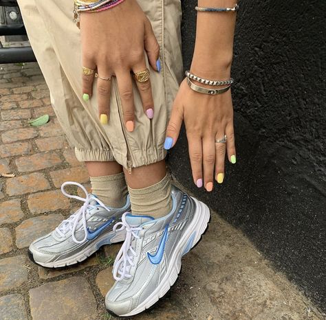 cr- @tippiemaya Nails And Rings, Nike Initiator, Social Construct, Nail Board, Colorful Nails, Minimalist Nails, Funky Nails, Mode Inspiration, Shoes Shoes