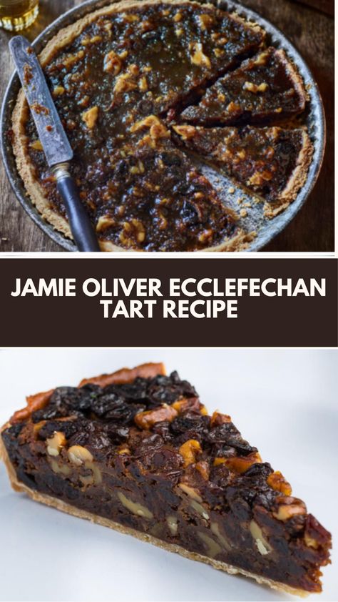 Jamie Oliver Ecclefechan Tart is made with butter, dark brown sugar, eggs, cinnamon, lemon zest and juice, raisins, and walnuts. This traditional Scottish Ecclefechan Tart recipe creates a tasty dessert that takes about 1 hour and 15 minutes to prepare and can serve up to 8 people. Jamie Oliver Dessert Recipes, Traditional Scottish Recipes, Ecclefechan Tart, Burns Night Recipes, Struffoli Recipe, Scottish Desserts, Scottish Food, Food Traditional, Sweet Foods