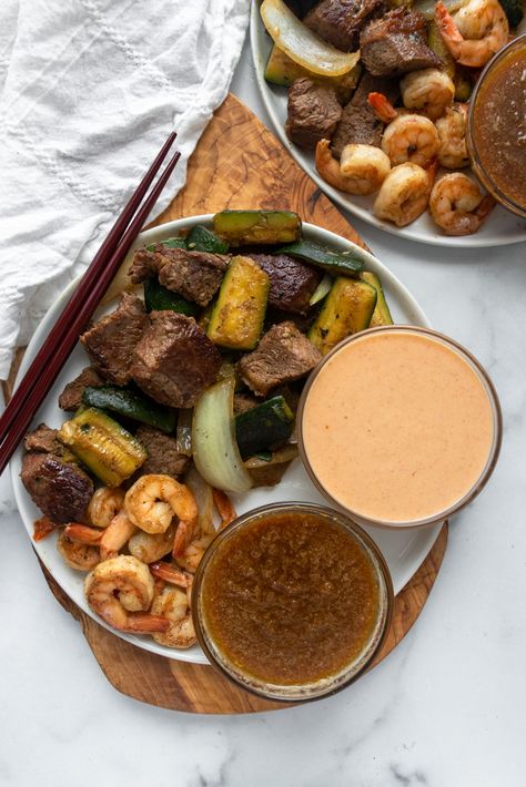 Hibachi Steak & Shrimp (Paleo, Keto) - a dash of dolly Hibachi Recipe, Shrimp Paleo, Hibachi Shrimp, Whole30 Beef, Hibachi Steak, Hibachi Recipes, Steak Shrimp, Steak And Shrimp, Shrimp Dinner