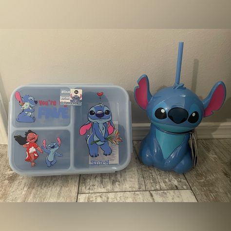 Cute Stitch Things, Cute Stitch Stuff, Stitch Gift Basket, Stitch Merch, Stitch Lunch, Stitch Water Bottle, Lilo And Stitch Toys, Spiderman Car, Stitch Merchandise