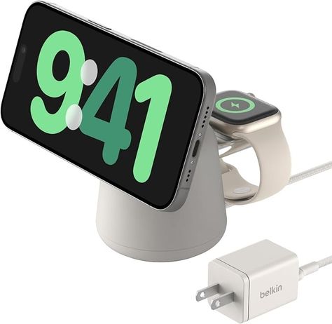 Amazon.com: Belkin 2-in-1 MagSafe Wireless Charging Dock 15W Fast Charge iPhone Charger Compatible with iPhone 16, 15, 14, and 13 Series, AirPods, and Other MagSafe Enabled Devices, Includes Power Supply - Sand : Cell Phones & Accessories Iphone Charger, Charging Dock, Phones Accessories, Iphone 16, Wireless Charging, Power Supply, Cell Phones, Cell Phone Accessories, Iphone