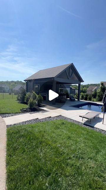 Creative Sights N Sounds on Instagram: "Finished with this beautiful pool house. * The glass door is getting frosted* #poolhouse #custombuild #poolside #swimmingpool #poolbar #poolbath #outdoorkitchen #tilebathroom #franklintn  #brentwoodtn" Cabin Pool House, Pool Bathroom Exterior Door, Small Pool House Ideas, Poolhouse Guesthouse, Backyard Pool Cabana, Pool Cabana Ideas, Small Pool House, Pool House Ideas, Barndo Ideas