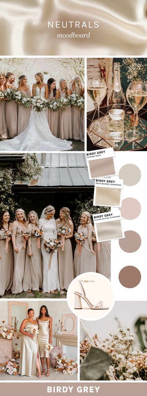 Neutral Bridesmaid Dress, Fairytale Wedding Ring, Bridesmaid Palette, Event Nails, Fairytale Engagement Rings, Neutral Bridesmaid Dresses, Wedding Color Pallet, Champagne Toast, Neutral Wedding