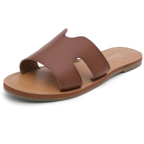 PRICES MAY VARY. Slip on design: Easy slip on slide perfect for casual everyday outfits Soft one band upper: leather dip-dye upper with natural burnishing Soft insole: these slide flat sandals come with 4mm padded memory foam insole,which offers all-day comfort for you even after long-time standing or walking. Flat Sandals: slip-resistant TPR outsole increases friction for ensured stability and safety for your walks. Various Occasions: these slides sandals go with skirt,pants of any colors and s Slippers For Summer, White Flat Sandals, Womens Flat Sandals, Slip On Slippers, Round Wardrobe, Shopping Party, Sandals Casual, White Flat, Slides Sandals