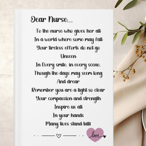 Nurse Appreciation Quotes, Appreciation Words, Thank You For Nurses, Nurse Poems, Thank You Nurse Gifts, Thank You Poems, Thank You Nurses, Words Of Appreciation, Encouragement Gift