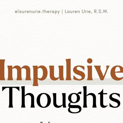 Lauren Urie, RSW on Instagram: "Impulsive Thoughts ≠ Intrusive Thoughts 

🔸 Impulsive thoughts are often exciting or risky ideas that pop up out of nowhere, but are not inherently harmful. Think about that sudden urge to dye your hair or try a daring activity. 

🔹 Intrusive thoughts are unwanted, distressing, and often repetitive thoughts that can be hard to shake, due to their concerning nature. They might involve worries or fears that seem to come out of nowhere and can be very unsettling. 

— 
#mentalhealthawareness #mentalhealth #mentaIllness #endthestigma #depression #anxiety #adhd #adhdawareness #ocd #ocdawareness #ocdproblems #mentalhealthadvocate #mentalhealthmatters #trauma #psychology #socialwork #therapist #anxietyawareness #depressionawareness #youarenotalone #mentalillnessaw Impulsive Thoughts, Mental Health Month, Intrusive Thoughts, End The Stigma, Mental Health Awareness Month, Mental Health Advocate, Out Of Nowhere, Mental Health Matters, Social Work