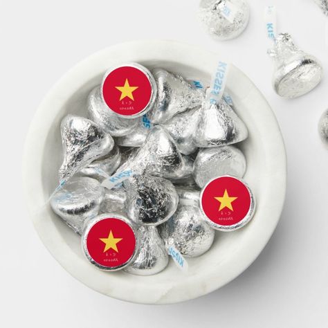 Vietnam Flag Valentine's Day Personalized Hershey Kisses | Zazzle.com Dog Themed Birthday Party, Winter Wedding Favors, Pink Heart Pattern, Candy Birthday Party, Happy Birthday Photos, Merry Christmas Vintage, Mint Candy, Christmas Baby Shower, Candy Favors