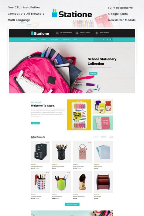 The Stationary Store OpenCart Template Stationary Website, Comic Library, Education Photography, Office Works, Stationary Store, Seo Basics, Stationary Shop, Bag Flower, Shoes Bag