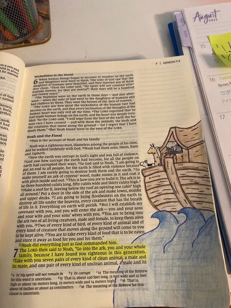 Noah Bible Journaling, Noah’s Ark Bible Journaling, Noah's Ark Bible, Noahs Arc, Bible Journaling For Beginners, Noah S Ark, Bible Journal Notes, Bible Notes, Noahs Ark