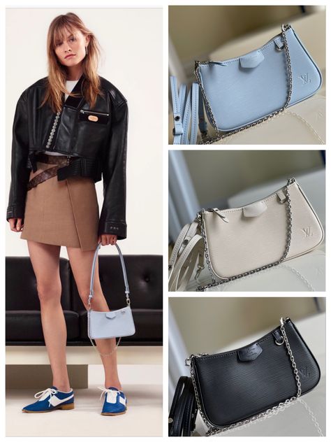 Easy Pouch On Strap Lv, Mini Shoulder Bag, Chain Shoulder Bag, Leather Chain, Louis Vuitton Bag, Blue Black, Louis Vuitton, Pouch, Shoulder Bag