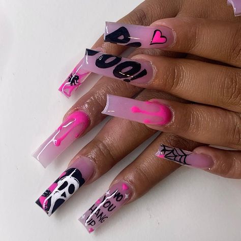 Spooky Sets, Nail Decals Designs, Future Nails, Holloween Nails, Acrylic Toe Nails, Halloween Acrylic Nails, Sassy Nails, Long Acrylic Nail Designs, Glow Nails