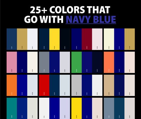 Are you curious about which colors can make your navy blue-themed space or outfit truly pop? Or perhaps, you're seeking to strike a perfect balance between bold and tranquil in your designs? Whatever your quest may be, we have the color maps ready for your exploration. Navy Blue Color Scheme, Navy Blue Couches, Blue Color Palettes, Blue Bookshelves, Navy Blue Furniture, Create Aesthetic, Navy Blue Outfit, Graphic Design Freebies, Colours That Go Together