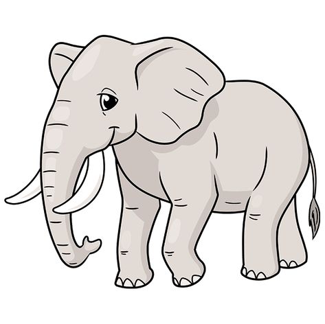 How To Draw An Elephant, Elephant Drawing For Kids, Elephant Line Drawing, Easy Elephant Drawing, Elephant Drawings, Elephants For Kids, Kid Drawings, Draw An Elephant, Cute Elephant Cartoon