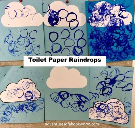 Raindrops Craft Preschool, The Day The Crayons Saved The Rainbow Activities, Toddler Rain Craft, Raindrop Activities Preschool, Rain Lesson Plans For Toddlers, Raindrop Crafts For Toddlers, Rain Art For Toddlers, Rain Craft Preschool, Rain Toddler Crafts