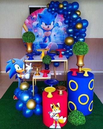 Sonic Ideas Birthday Parties, Sonic Party Decor, Sonic The Hedgehog Birthday Party Ideas, Sonic Decoration Ideas, Sonic The Hedgehog Birthday Party Decor, Sonic Bday Party Ideas, Sonic Birthday Decorations, Sonic Birthday Party Decorations, Sonic Party Ideas Decoration