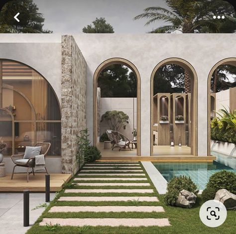 Boho Villa Exterior, Mediterranean House Architecture, Mediteranian Architecture, Boho Exterior House, Private Villa Design, Boho House Exterior, Boho Architecture, Make Your House Look Expensive, Design A House