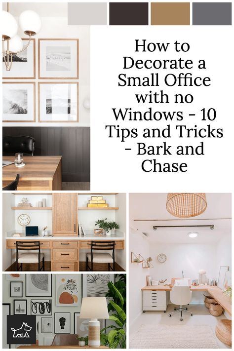 A well-designed office is essential for an effective and efficient workspace. A productive work environment can boost morale, foster collaboration, inspire creativity, and reduce stress. However, what if the office does not have any windows? While designing an office without windows presents unique challenges, with the right style and layout, a windowless office can be a vibrant, efficient workspace. Small Office Apartment Ideas, Therapist Office No Windows, Small School Office Decor, Office Space No Windows, Home Office Ideas No Window, Office Without Windows Decorating, Small Office Styling, Windowless Home Office Ideas, Office No Windows Decor