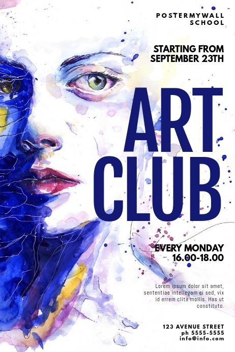 Art Painting Club Flyer Design Template | PosterMyWall Art Course Poster Design, Art Flyer Ideas, Art Invitation Design, Painting Exhibition Poster Design, Painting Event Poster, Painting Workshop Poster, Art Club Poster Ideas, Art Exhibition Flyer Design, Painting Competition Poster