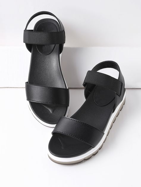 Shop Black Contrast Sole Flatform Sandals online. SheIn offers Black Contrast Sole Flatform Sandals & more to fit your fashionable needs. Sparkly Wedding Shoes, Nike Shoes Women Fashion, Wedding Shoes Sandals, Comfortable Work Shoes, Fashion Shoes Sandals, Cute Shoes Heels, Trending Sandals, Sandal Online, Shoes Flats Sandals