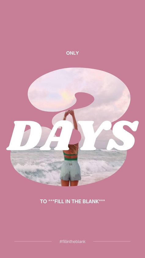 Trendy, 3-Day Countdown Template for Instagram Stories. Add your own pictures to this pre-made template in Canva! Instagram Campaign Post Ideas, Q And A Instagram Stories, Count Down Ideas Instagram, Countdown Ig Story Ideas, Instagram Story Elements, Countdown Story Ideas, Brand Stories Instagram, Trendy Instagram Posts, Instagram Story Promotion Design