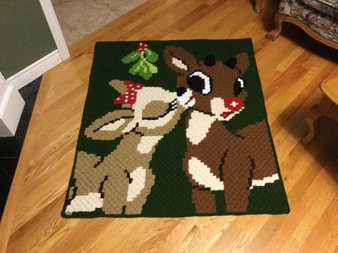 C2c Deer Crochet Pattern Free, Rudolph Crochet Pattern, C2c Afghan, Lee Perry, Xmas Crochet, C2c Patterns, Crochet Quilt Pattern, Crochet C2c Pattern, C2c Blanket