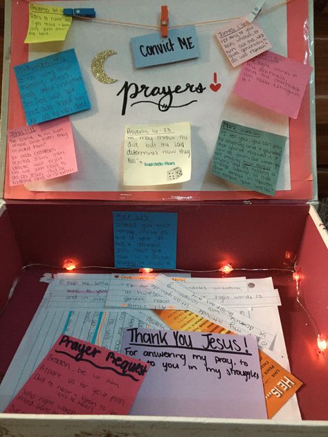 Bible Box Ideas, Prayer Box Ideas Diy, Prayer Jar Ideas, Prayer Box Ideas, Prayer Box Diy, Diy Prayer Journal, Bible Goals, Prayer Vision Board, Verses To Pray