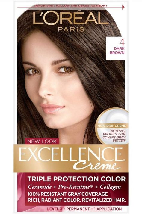 Dark Brown Permanent Hair Color Loreal Hair Dye, Dark Brown Hair Dye, Brown Hair Color Shades, Hair Levels, Loreal Hair, Grey Hair Coverage, Hair Color Brands, Brown Hair Dye, At Home Hair Color