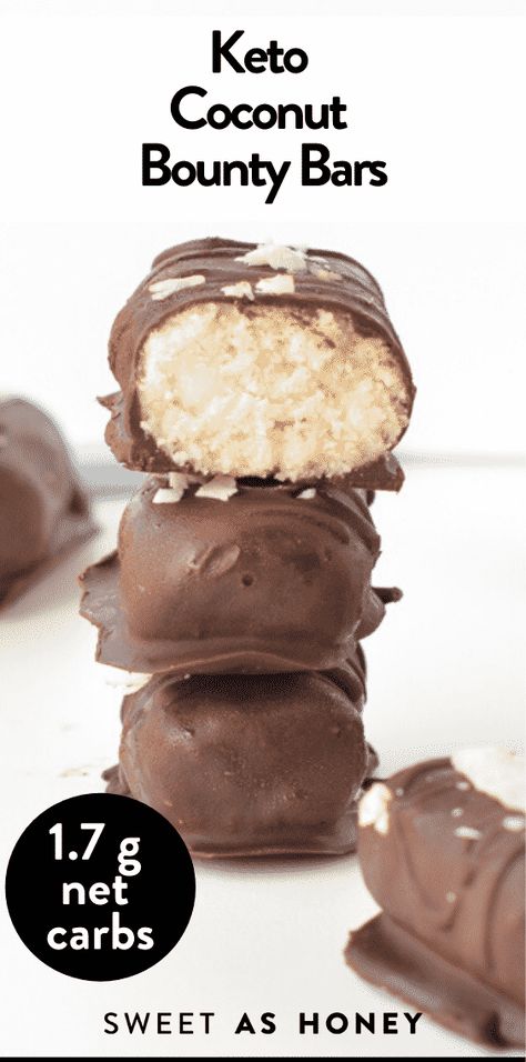 Keto Bounty Bars, Bounty Bars, Coconut Bar, Homemade Candy Bars, Coconut Chocolate Bars, Chocolate And Coconut, Easy Candy, Ketogenic Desserts, Coconut Candy